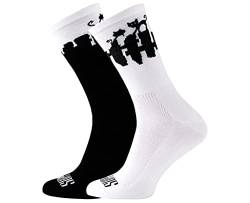 Support Herren Radsocken atmungsaktive Technologie rutschfeste Faser Unisex lustige Muster Radfahrer Zubehör für Wandern Laufen Klettern Radfahren Essentials, Cats Slack&White 45-46 EU von Support