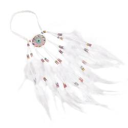 Indisches Feder Stirnband, Feder Kopfschmuck Boho Hippie Stirnband,Blauer Tribal-Kopfschmuck, Perlen, Festival, Party, Federschmuck Böhmische Kopfbedeckung, Haar-Accessoire für Frauen und Mädchen von Surakey