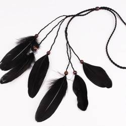 Surakey Indisches Pfauenfeder Stirnband Feder Kopfschmuck Boho Hippie Stirnband - Fancy Federschmuck Böhmische Kopfbedeckung Haarschmuck für Damen Mädchen Karneval Kopfschmuck von Surakey