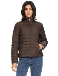 Surblue Leichte Kurze Damenjacke Verstaubarer Wendbarer Daunenmantel für den Winter Braun XL von Surblue