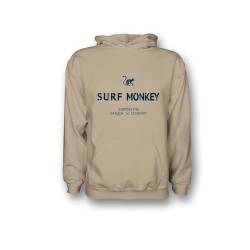 Dressed IN Music Play with ME Hoodie Herren/demen-Sweatshirt mit Kapuze – Bio-Baumwolle GOTS Surf Monkey®, Sandfarben, Large von Surf Monkey