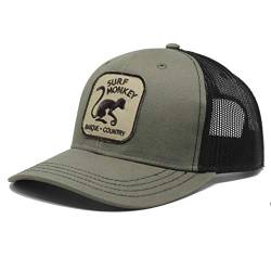 Trucker Cap Damen/Herren Surf Monkey® - One Size (55-61 cm) - Verstellbare Mesh Cap - Snapback mit luftigem Netzteil (Olivgrün/schwarz) von Surf Monkey