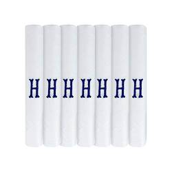 7 Stück Herren-Taschentücher mit Initialen bestickt, mit Satin-Bordüre, verschiedene Buchstaben Gr. 85, h von Surf the Shop