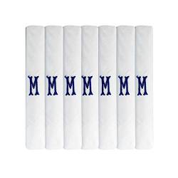 Herren-Taschentücher mit Initialen bestickt, mit Satin-Bordüre, verschiedene Buchstaben, Weiß, 7 Stück, M, 85 von Surf the Shop