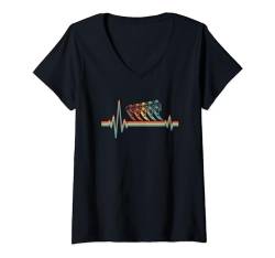 Damen Retro Surfer Surfbrett Wellenreiten - Vintage Surfen T-Shirt mit V-Ausschnitt von Surfen Geschenke & Ideen