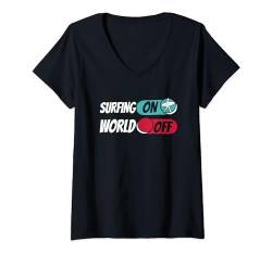 Damen Surfen Wellenreiter Wellenreiten - Surfbrett Surfer T-Shirt mit V-Ausschnitt von Surfen Geschenke & Ideen