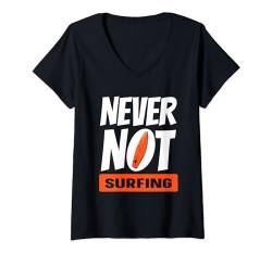 Damen Surfer Wellenreiter - Wellenreiten Surfbrett Surfen T-Shirt mit V-Ausschnitt von Surfen Geschenke & Ideen