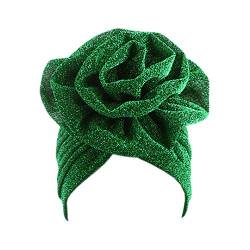 Surkat Glänzende Blume Turban Schimmer Chemo-Kappe Hairwrap Headwear Beanie Haar Schal, Grün, Einheitsgröße von Surkat