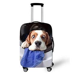 Surwin 3D Reise Kofferschutzhülle Waschbare Reisetasche Kofferbezug Elastisch Kofferhülle Gepäck Cover Reisekoffer Hülle Schutz Bezug Schutzhülle (Lustiger Beagle,M (22-24 Zoll)) von Surwin