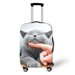 Surwin 3D Reise Kofferschutzhülle Waschbare Reisetasche Kofferbezug Elastisch Kofferhülle Gepäck Cover Reisekoffer Hülle Schutz Bezug Schutzhülle (necken Katze,M (22-24 Zoll)) von Surwin