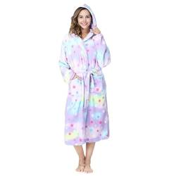 Surwin Bademantel Lang Flauschig mit Kapuze für Herren und Damen, Winter Fleece Bademantel Frottee Extra Weich Unisex Leichter Plüsch Morgenmantel für Frauen Männer von Surwin