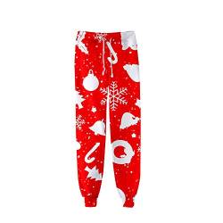 Surwin Christmas Unisex Jogger Hosen Herren Damen Trainingshose 3D Bedruckte Slim Fit Hose Jogginghose Hip Hop Streetwear Sporthose Baggy Kordelzug Freizeithosen (Rot Weihnachtsspielzeug,L) von Surwin