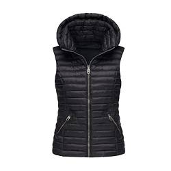 Surwin Daunenweste Damen Ärmellos Weste mit Kapuze Steppjacke, Warm Daunenjacke Wintermantel Freizeit Slim Gilet mit Taschen Herbst Winter Outdoor Klettern Reisen von Surwin