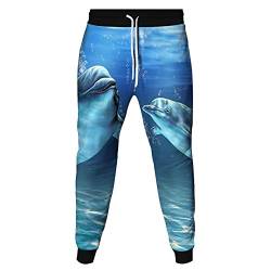 Surwin Jogginghose Herren 3D Ozean Welt, Jogging-Hosen-beiläufige Hose Lässige Sport Training Sweatpants Jogginghose Jungen Sporthose mit Kordelzug (Delfin,2XL) von Surwin