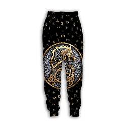 Surwin Unisex Jogger Hosen Herren Damen Trainingshose 3D Bedruckte Slim Fit Hose Jogginghose Hip Hop Streetwear Sporthose Baggy Kordelzug Freizeithosen Plus Size (Goldener Drache,5XL) von Surwin