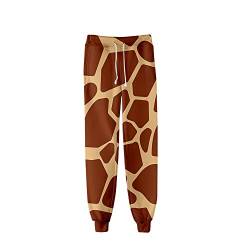 Surwin Unisex Jogger Hosen Herren Damen Trainingshose 3D Tier Leopard Bedruckte Slim Fit Hose Jogginghose Hip Hop Streetwear Sporthose Baggy Kordelzug Freizeithosen (Orange Giraffe,XXL) von Surwin