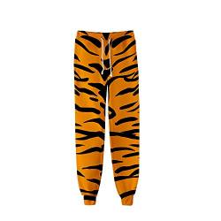 Surwin Unisex Jogger Hosen Herren Damen Trainingshose 3D Tier Leopard Bedruckte Slim Fit Hose Jogginghose Hip Hop Streetwear Sporthose Baggy Kordelzug Freizeithosen (Tiger Muster,L) von Surwin