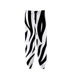 Surwin Unisex Jogger Hosen Herren Damen Trainingshose 3D Tier Leopard Bedruckte Slim Fit Hose Jogginghose Hip Hop Streetwear Sporthose Baggy Kordelzug Freizeithosen (Zebra Muster,M) von Surwin