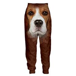 Surwin Unisex Jogger Hosen Herren Damen Trainingshose Kreative 3D Niedliches Tier Bedruckte Hose Jogginghose Streetwear Sporthose Baggy Kordelzug Freizeithosen Plus Size (Beagles,L) von Surwin