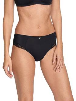 SUSA Slip Damen Capri I Unterwäsche für Frauen mit Bikini Schnittform I Mikrofaser Damen Unterwäsche, elastisch und bequem sitzend I Spitzen Slips I schwarz I GR 48 von Susa