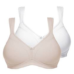 Susa - Comfort Topsy - BH ohne Bügel - 2er Pack (75 B Weiß/Cappuccino) von Susa