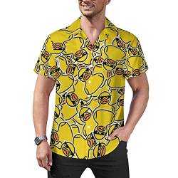 Hawaii-Hemd für Herren, lustiges lässiges Button-Down-Shirt, kurzärmelig, Aloha-Strandhemd, Party-Shirts, Gelbe Ente mit Sonnenbrille, L von Susankley