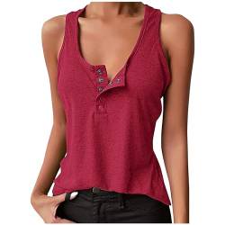 Basic Tank Top Damen Cropped Strap Cami Sommer Weste Shirt Lässiges ärmelloses T-Shirt Damen Oberteile Eng Einfarbig Damenweste Druckknopfweste Rundhalsausschnitt Y2K Tops Sportoberteile Frauen von Susenstone