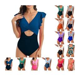 Damen Badeanzug Einteiliger Bauchweg Swimsuit Tiefen V Ausschnitt RüCkenfrei Monokini Cut Out Slim Push Up Monokini Gedruckt Bademode Schwimmanzug mit Shaping Effekt Angebote Des Tages Heute von Susenstone