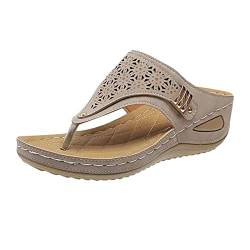 Hausschuhe Damen Sommer Strandschuhe mit Keilabsatz Und Dicker Sohle Flip-Flops Casual Rutschfeste Slippers Women Bequeme Sandalen Damen Leichte Sommerschuhe Rutschfeste Badeschuhe von Susenstone