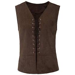 Mittelalter Kleidung Herren Weste Renaissance Pirate Kostüm Renaissance Herren Schnürung Wendeweste Mittelalter Pirat Gothic Weste Gothic Steampunk Schnürweste Cosplay Top Halloween Costume von Susenstone