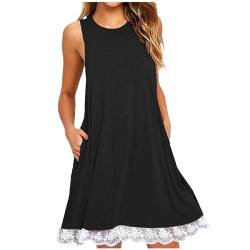 Sommerkleid Damen Sommerkleider Sale Tshirt Kleid Damen Sommer äRmelloses Freizeitkleid Plus Size Damenkleider Elegant Tank Kleider Strandkleider A-Linie Westenrock Swing Trägerkleid Vertuschung von Susenstone