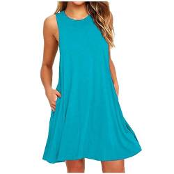 Sommerkleid Damen Sommerkleider Sale Tshirt Kleid Damen Sommer äRmelloses Freizeitkleid Plus Size Damenkleider Elegant Tank Kleider Strandkleider A-Linie Westenrock Swing Trägerkleid Vertuschung von Susenstone