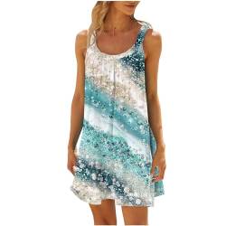 Sommerkleider Damen, sommerkleider sale, ärmelloses Trägerkleid Oversize Sommer Kleid Lässiges Sommerkleid Knielang Geometrische Muster Tank Kleider Teenager Strandkleider Große Größen Strandkleid von Susenstone