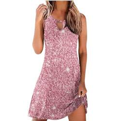 Strandkleider Damen Sommer Knielang Kleider Elegant Sommerkleid Boho Maxikleid Strandkleid Lang Blumenkleid Bedruckt ärmellos Sommerkleider Teenager Mädchen Rundhalsausschnitt Boho Kleid Vintage von Susenstone