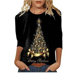 Susenstone 2024 Weihnachtspullover Damen Langarm Rundhals Sweatshirt Weihnachten Bedrucktes Sweatshirt Herbst Winter Sweater Pullis 3D Druck Weihnachtspulli Pullover Oberteile Tops von Susenstone