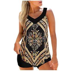 Tankini Damen Bauchweg, Bademode Set Sport Badeanzug Damen Tankini Mit Shorts Bademode Damen Tankini Sommer Elegant Badeanzüge Oberteil Mit Badeshorts Strandkleid Strandmode Große Größen von Susenstone