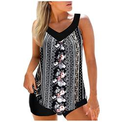 Tankini Damen Set Bademode Set Sport Badeanzug Damen Tankini Mit Shorts Bademode Sommer Elegant Badeanzüge Oberteil Mit Badeshorts Strandkleid Strandmode Große Größen Tankini Damen Bauchweg von Susenstone