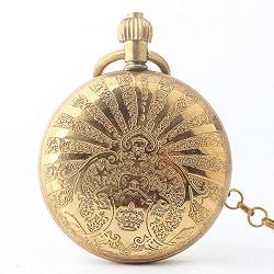 Suuim Mechanische Taschenuhr mit Kette, Taschenuhr-Halskette mit Kette, halbautomatische mechanische Taschenuhr aus Vollkupfer, große Flip-Taschenuhr für Männer und Frauen, Paare (einfarbig) von Suuim