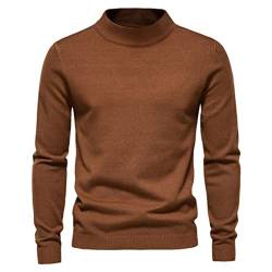 Herbst Winter Herren Stehkragen Pullover Casual Einfarbig Warm Strickpullover Herren Pullover Sweater, coffee, Large von Suvoiier