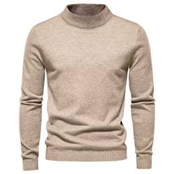 Herbst Winter Herren Stehkragen Pullover Casual Einfarbig Warm Strickpullover Herren Pullover Sweater, khaki, X-Large von Suvoiier