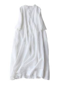Suvoiier Lockeres Damenkleid aus Baumwolle, plissiert, kurzärmelig, 2, Medium von Suvoiier