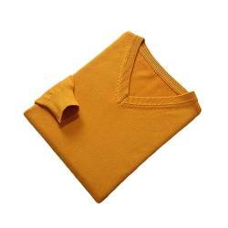 Suvoiier Männer Kaschmir Pullover Männer Pullover Herbst Winter V-Ausschnitt Weiche Warme Pullover Jumper Gestrickte Pullover Turmeric XL von Suvoiier