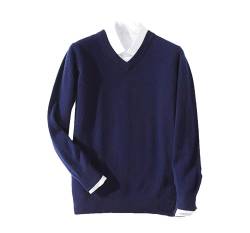 Suvoiier Männer Kaschmir Pullover Männer Pullover Herbst Winter Warme Klassische V-Ausschnitt Pullover Männlich Jumper Jersey Männer Pullover Navy Blue M von Suvoiier