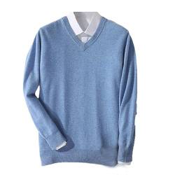 Suvoiier Männer Kaschmir Pullover Männer Pullover Herbst Winter Warme Klassische V-Ausschnitt Pullover Männlich Jumper Jersey Männer Pullover Sky Blue XXL von Suvoiier