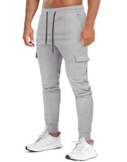 Suwangi Herren Cargo Hose Jogginghose Sporthose Trainingshose Slim Fit Baumwolle Jogger Hose Freizeit mit Taschen von Suwangi