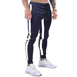 Suwangi Herren Jogginghose Sporthose Hose Streifendesign mit Reißverschluss Taschen von Suwangi