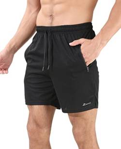 Suwangi Herren Sport Shorts Kurze Hose Schnell Trocknend Sporthose Trainingsshorts Leicht mit Reißverschlusstasche von Suwangi