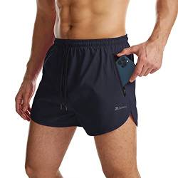 Suwangi Herren Sport Shorts Laufshorts Kurze Hose Schnell mit Innenslip Trocknend Sporthose mit Tasch Blau L von Suwangi