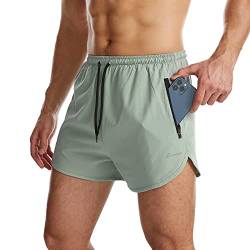 Suwangi Herren Sport Shorts Laufshorts Kurze Hose Schnell mit Innenslip Trocknend Sporthose mit Tasch Hellblau L von Suwangi