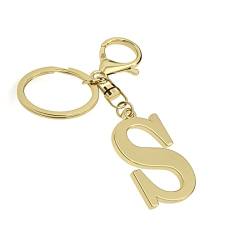 Edelstahl Gold Buchstabe A-Z Schlüsselanhänger für Damen Herren, Initiale Buchstabe Anhänger mit Schlüsselring, Charms für Schlüsselrucksack Tasche, GOLD-S, Durchschnittliche Größe von Suweibuke